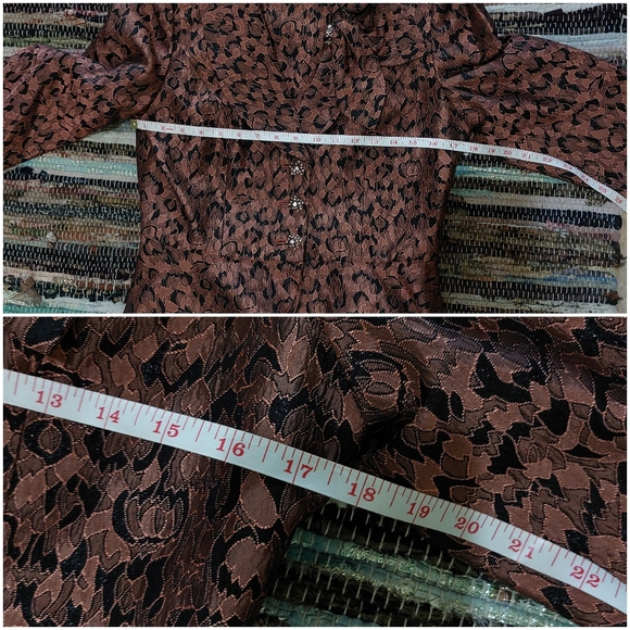 Vintage 80's Carissimo Rose Gold Metallic Embroidered Peplum Elegant Blazer - Picture 14 of 15